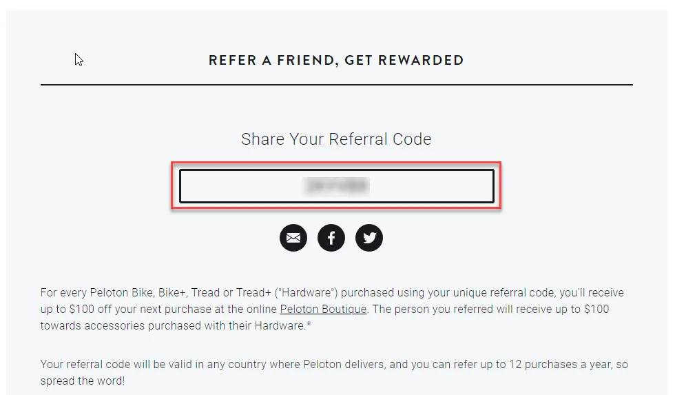 Peloton Australia: access referral code
