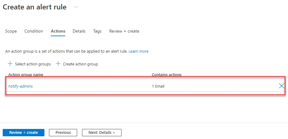 Alert Rule Action
