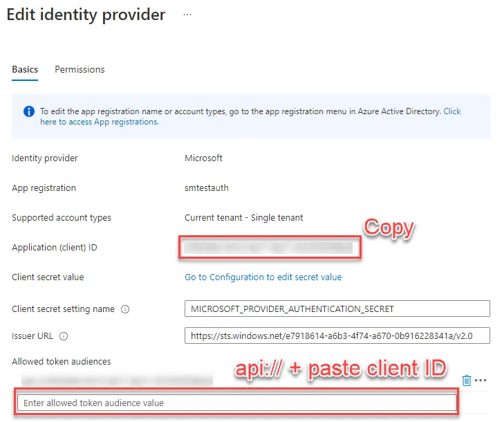 Allowed Token Audiences Copy/Paste
