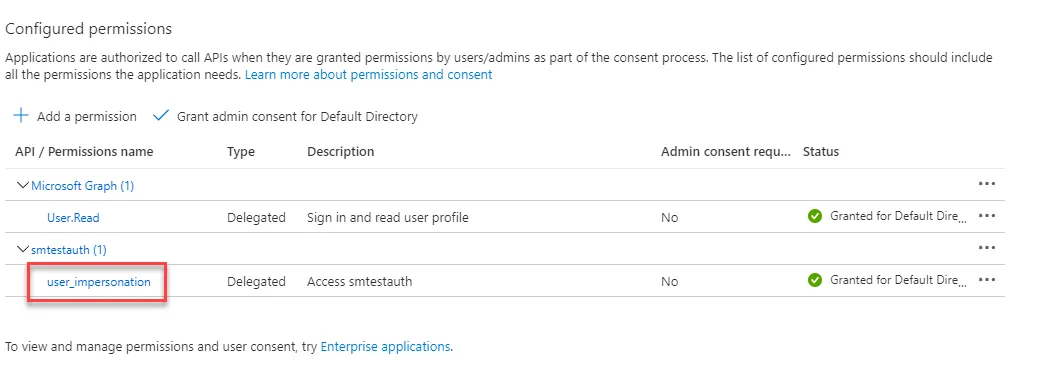 Select API permission