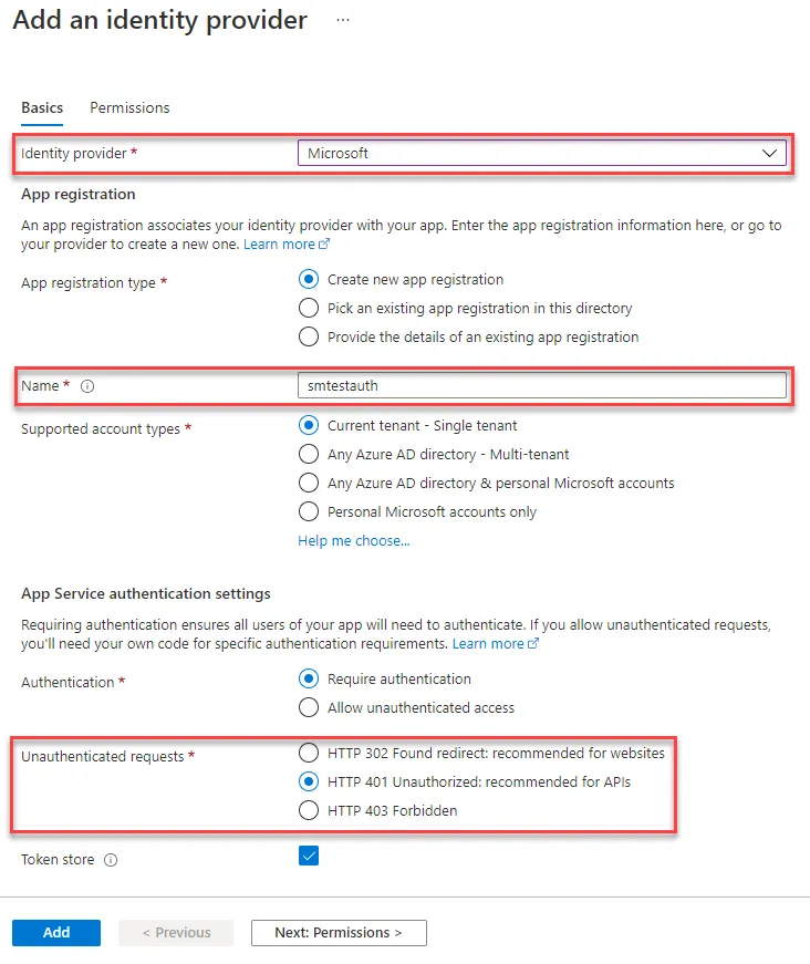 Identity provider settings