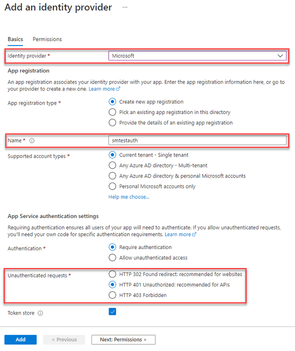 Identity provider settings